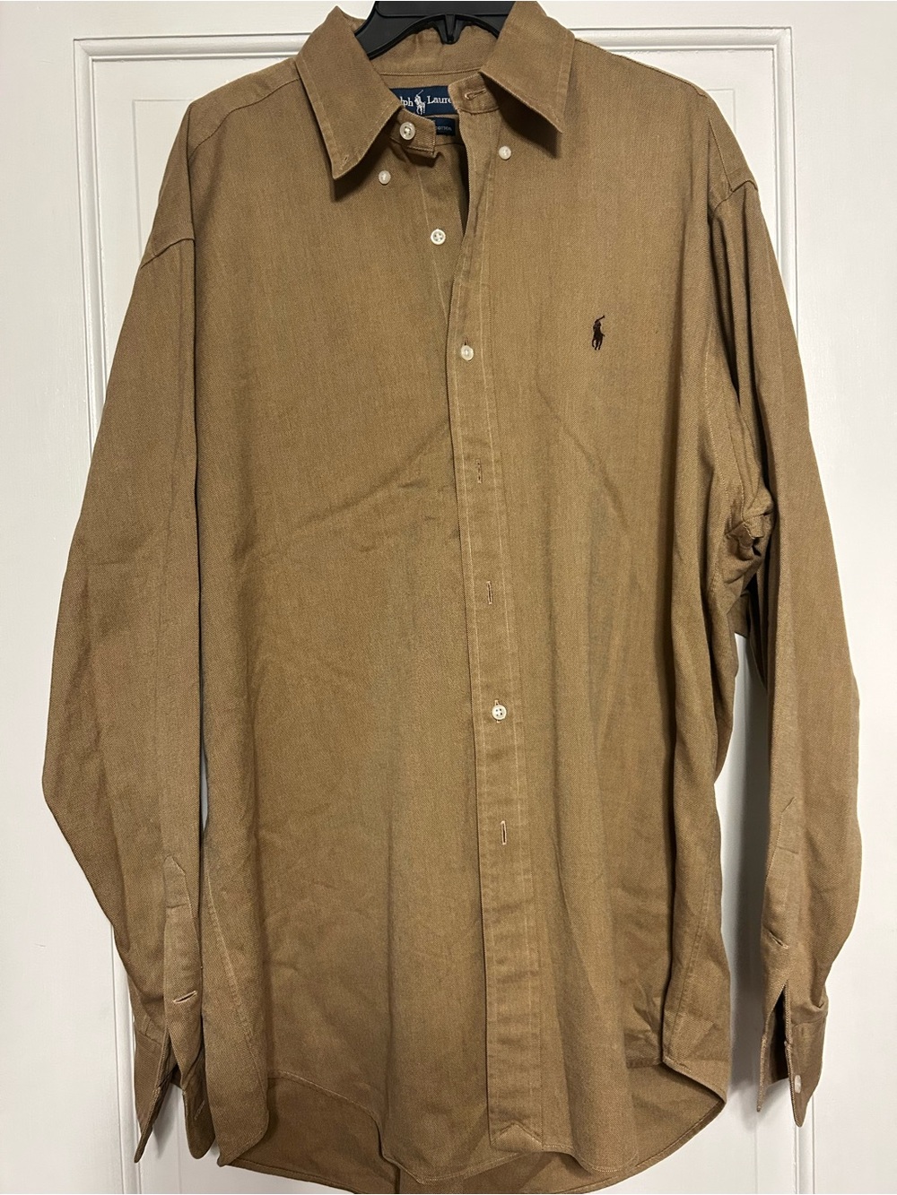 Ralph Lauren Men's Tan Long-Sleeve Button-Down Shirt